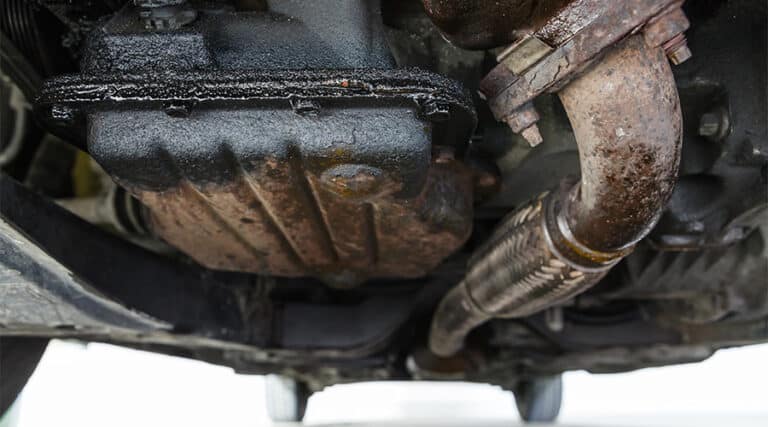 Oil Leaks: Causes and How to Fix Them | Maxi Auto Repair Beach Blvd image of oil leak in the diesel engine at Jacksonville, FL.